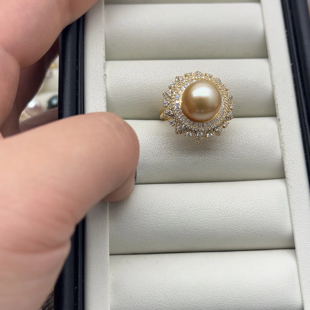 戒指银S925镶嵌海水珍珠