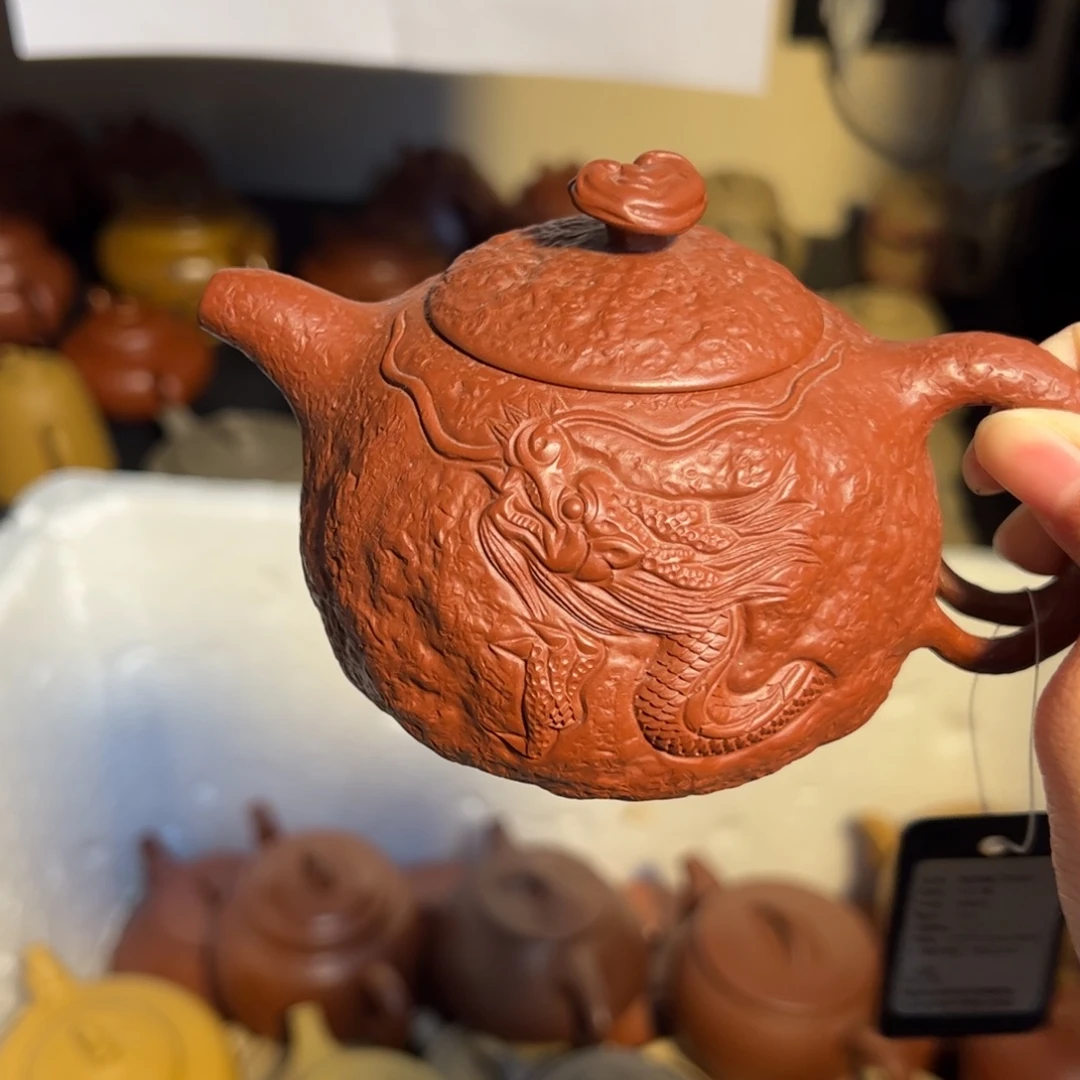 茶壶紫砂宜兴紫砂壶朱泥大红袍全手