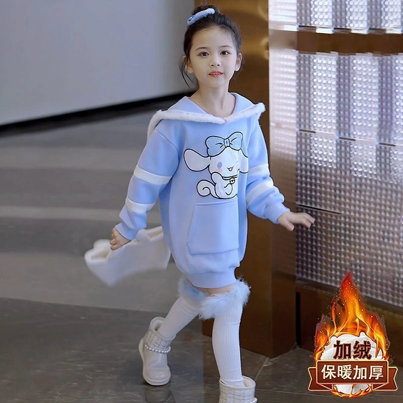 女童卫衣裙2025新款秋冬季韩版玉桂狗加厚保暖儿童公主加绒连衣裙