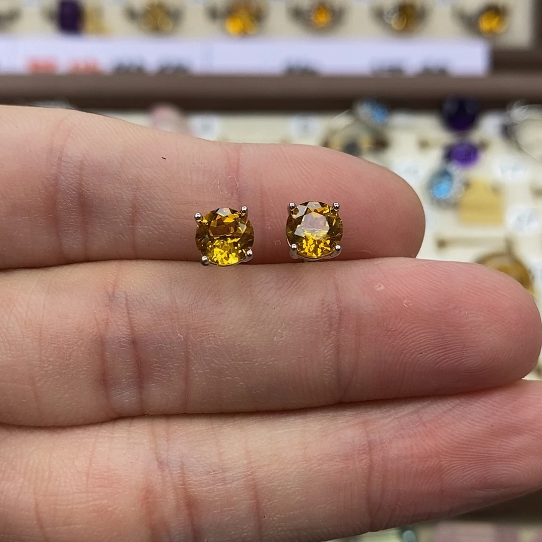 银S925镶嵌珠宝半成品水晶纯天然黄水晶假一赔十