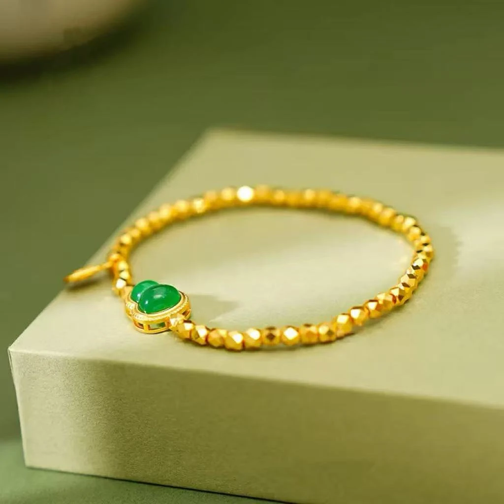 铜合金手链 GD0567/JIUJIU新中式【绿葫芦蹦迪珠】福牌手链轻奢高级