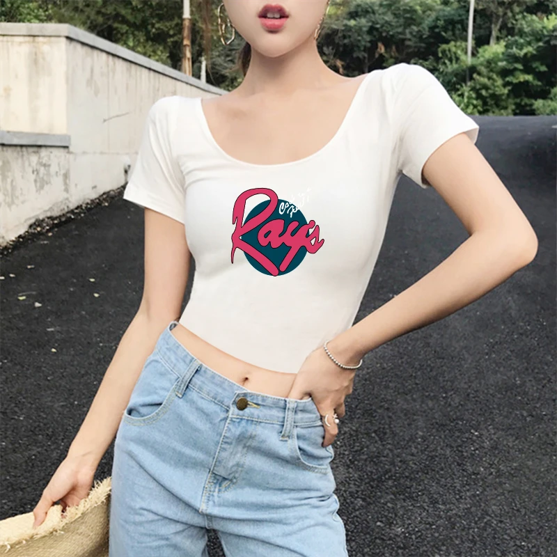 v领露脐洋气上衣女短款t恤短袖高腰性感紧身心机小众漏脐纯欲甜美