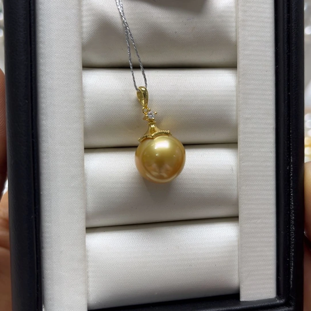 银S925镶嵌海水珍珠吊坠(不含链)12-13mm