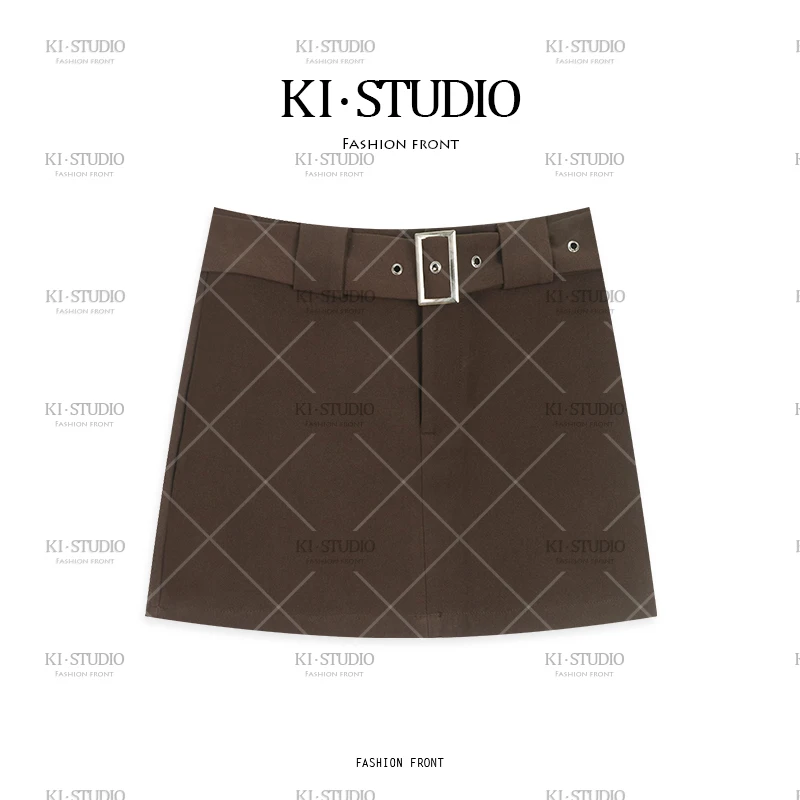 薄款高腰百搭街头风A字裙半身裙夏季裙格纹复古风KI-2077