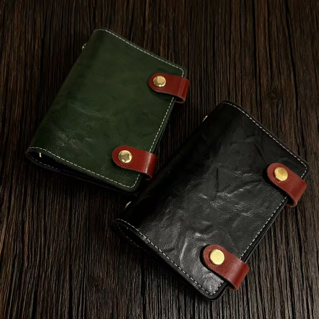 复古真皮A7双扣活页手账本多功能旅行绘画记事本