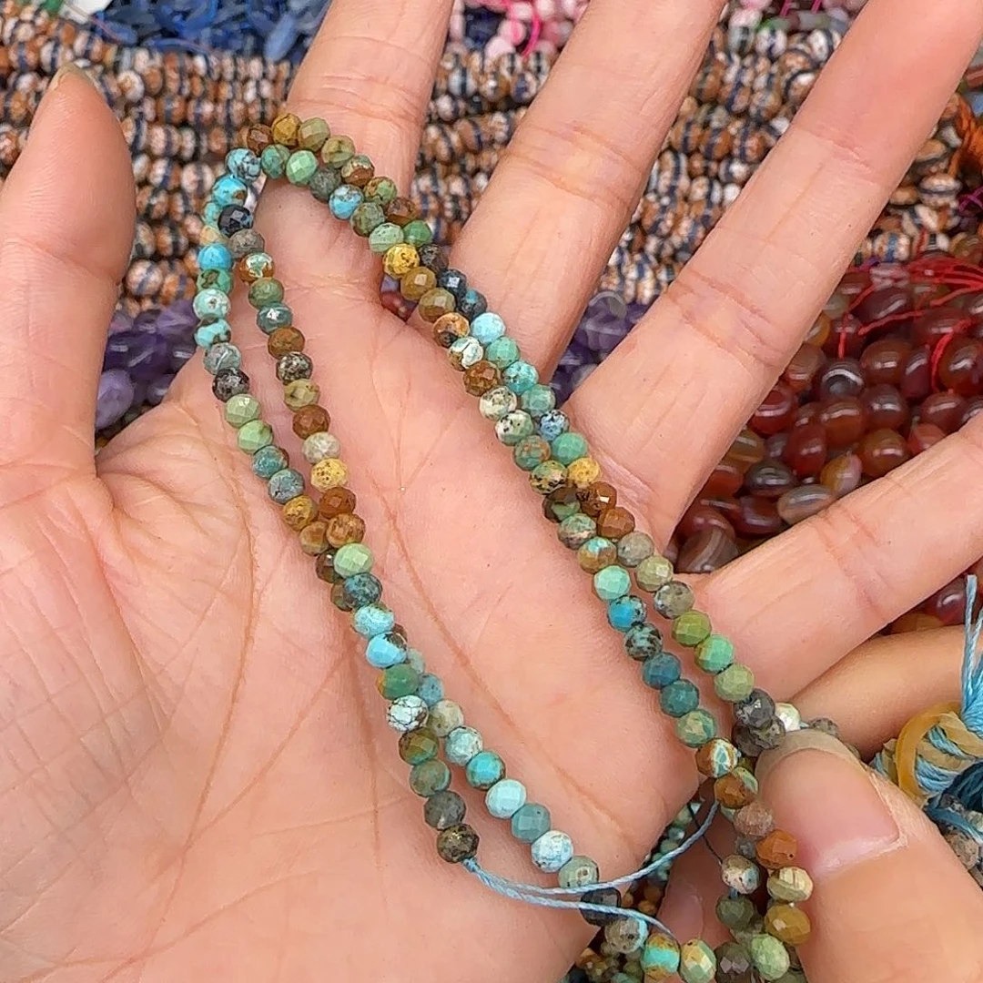 玛瑙/玉髓合金珠宝半成品4mm算盘切面一条