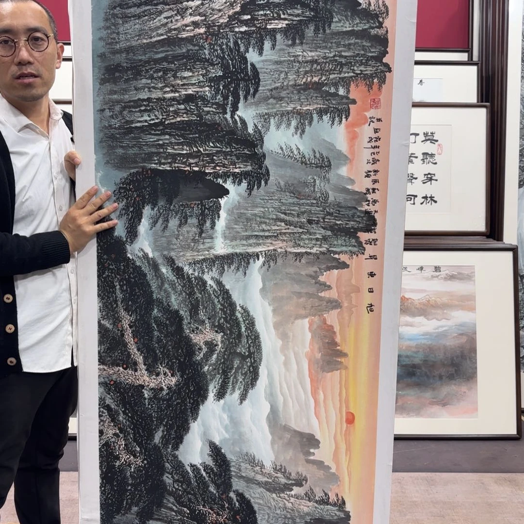 国画手绘作品带框210/80