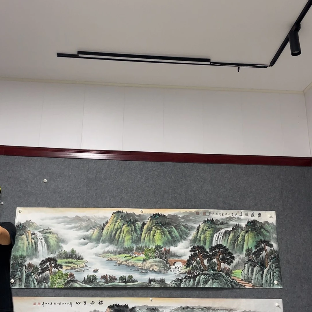 深***蓝国画八尺对开画芯捡漏