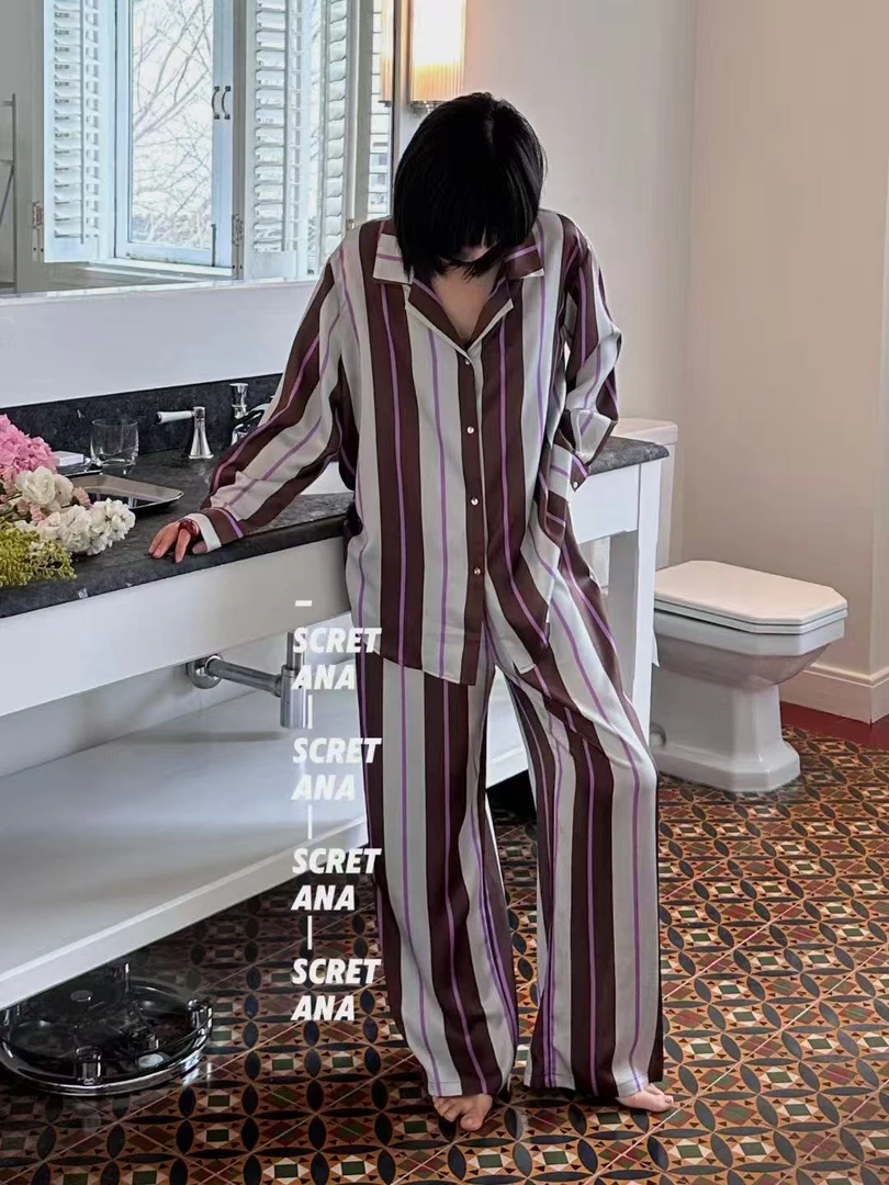 SCRETANA/安娜的秘密西莱咖尔长袖长裤家居服睡衣套装