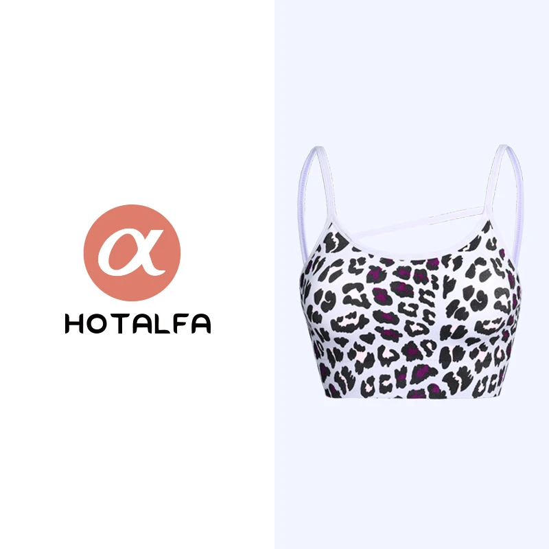 【紫色豹纹】时尚洋气健身背心训练瑜伽服女印花美背运动文胸一体杯