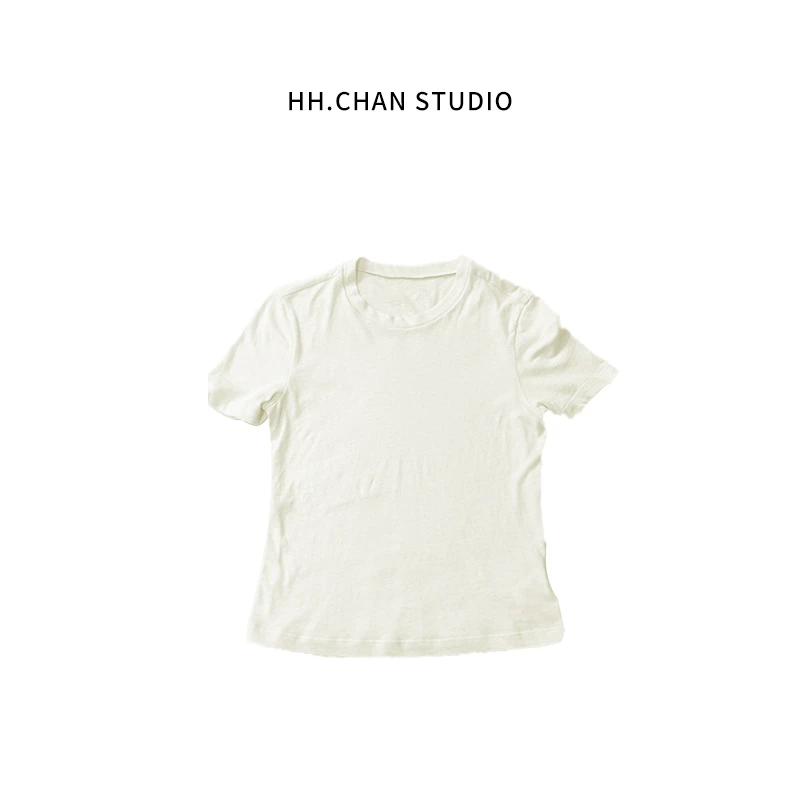HH.CHAN“舒妞“100%棉baby触感奶白色奶粉色圆领短袖HH51D35554
