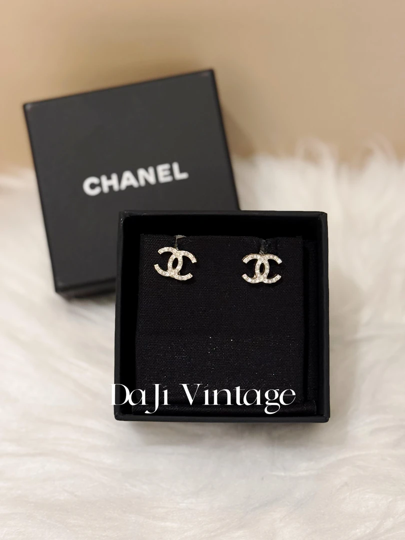 99新 Chanel/香奈儿 大吉中古/Chanel香奈儿双c珍珠水钻耳钉