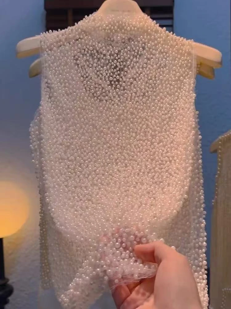 修身型新娘通勤百搭背心轻职风夏季重工千金风闪闪