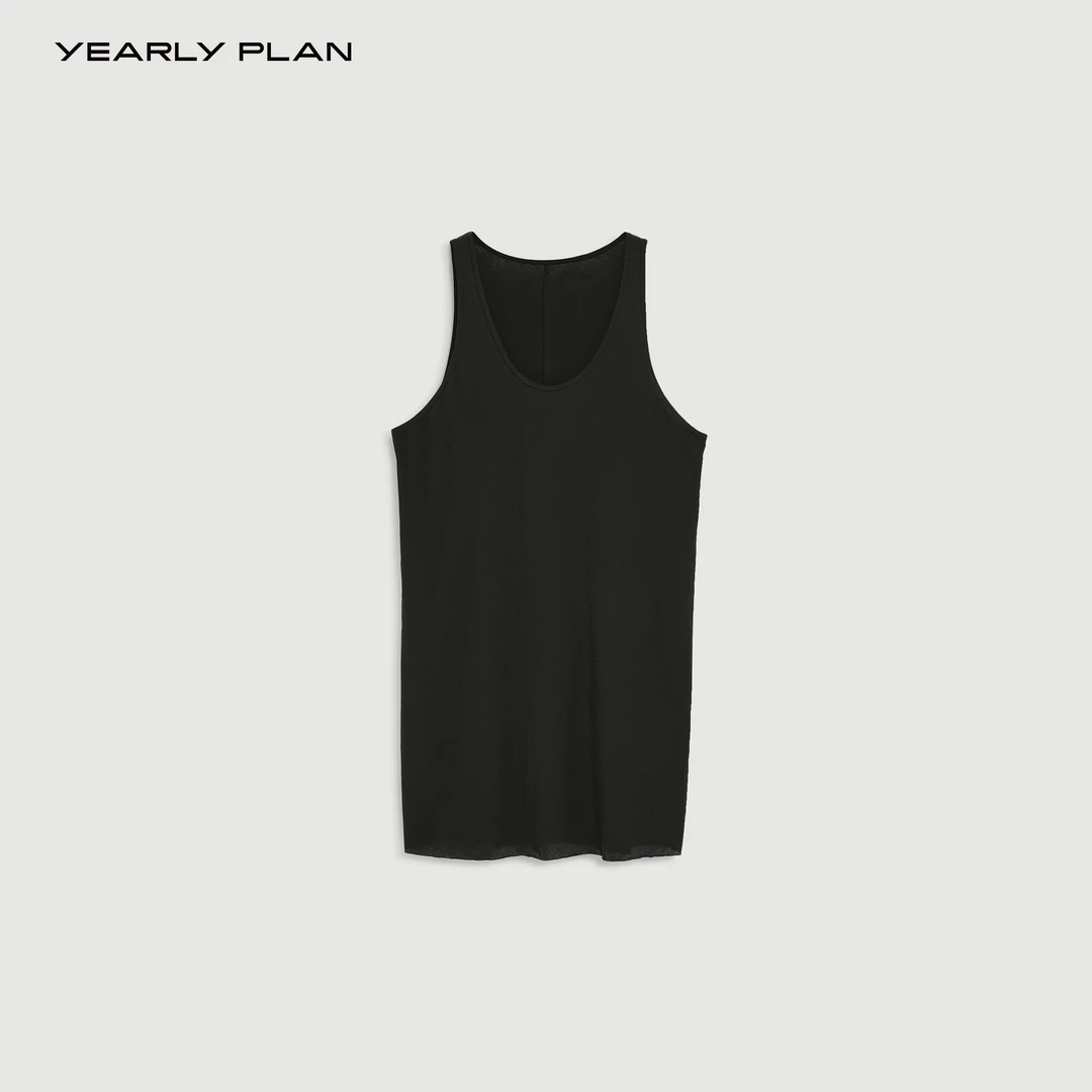 YEARLY PLAN【凉感高捻针织】 简约随性剪边设计棉质U领背心 1930