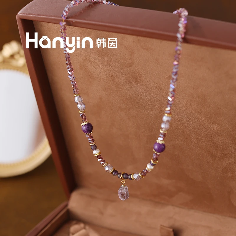 紫水晶立体三角棱彩肥嘟嘟貔貅淡水珍珠马上有钱花不掉色项链