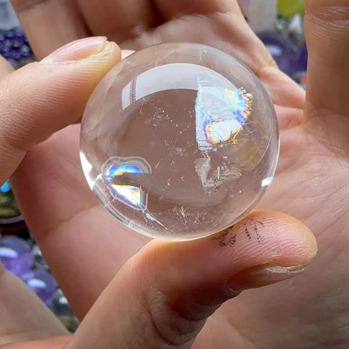 珠宝半成品水晶未镶嵌白水晶球彩虹球3.25厘米