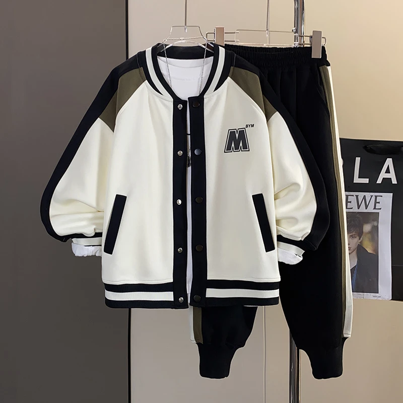 男童套装高中生外套夹克初中生春秋季青少年春秋学生新款棒球套装