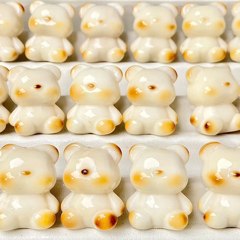 天然象牙果雕刻可爱炭烧小熊diy手工配饰散珠手捻手把件菩提手持