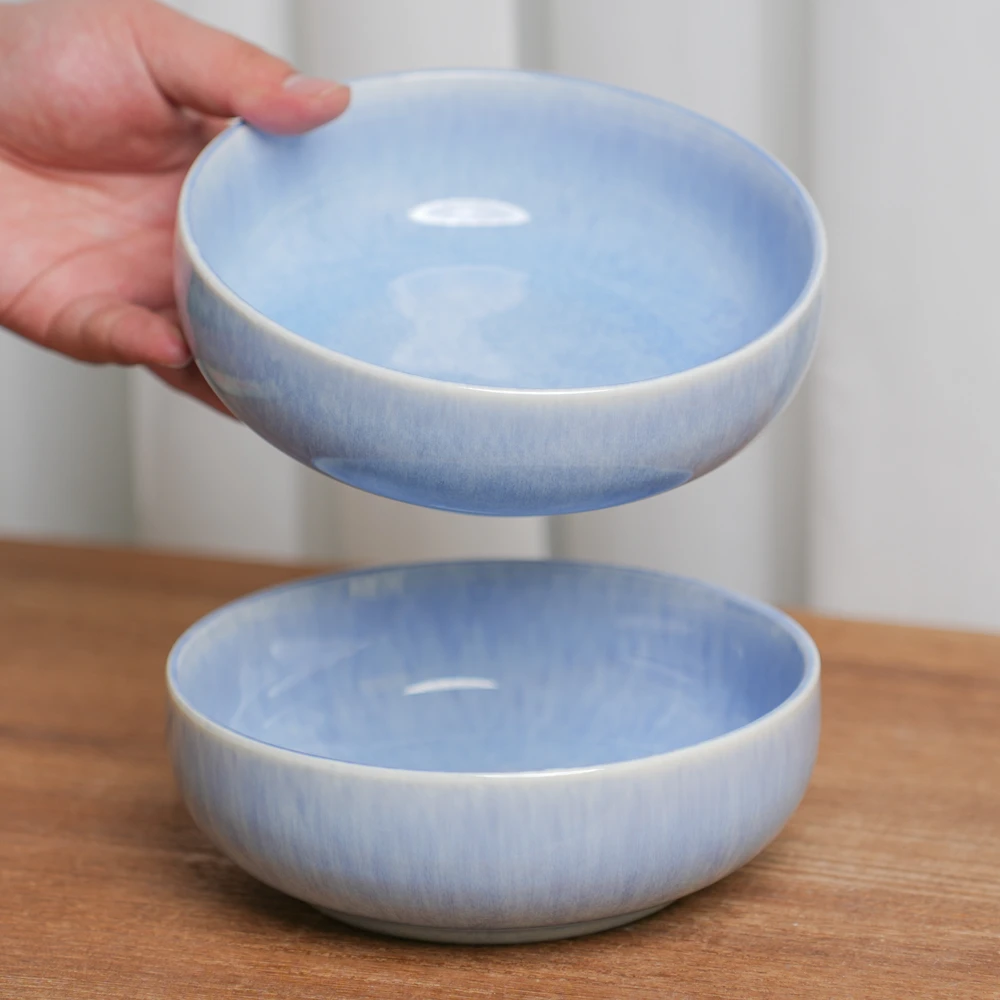 【瑕疵】陶瓷碗天空蓝沙拉碗清新高颜值拉面碗家用S4B