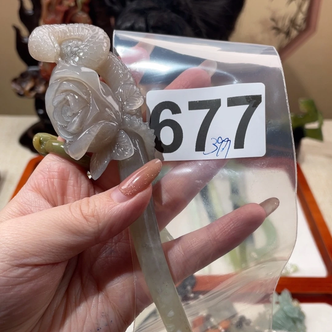 蛇纹石玉发饰未镶嵌小****