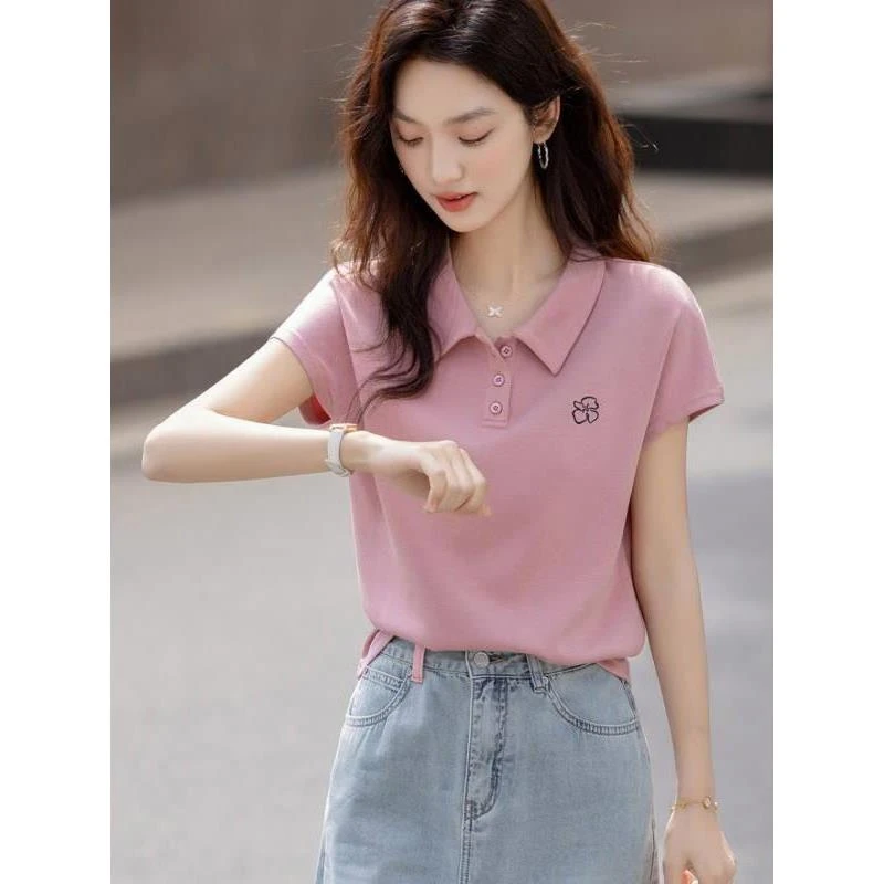 2025超火减龄上衣女夏季时尚百搭温柔polo衫爆款休闲气质短袖T恤