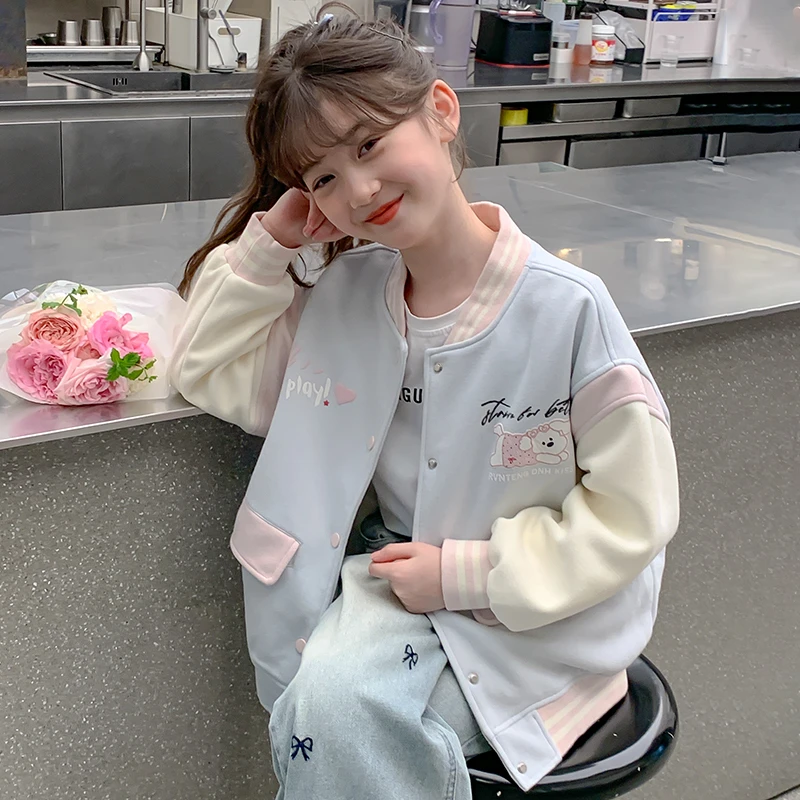 儿童装女童秋装外套2025新款中大童女孩春秋款初中生棒球服上衣潮