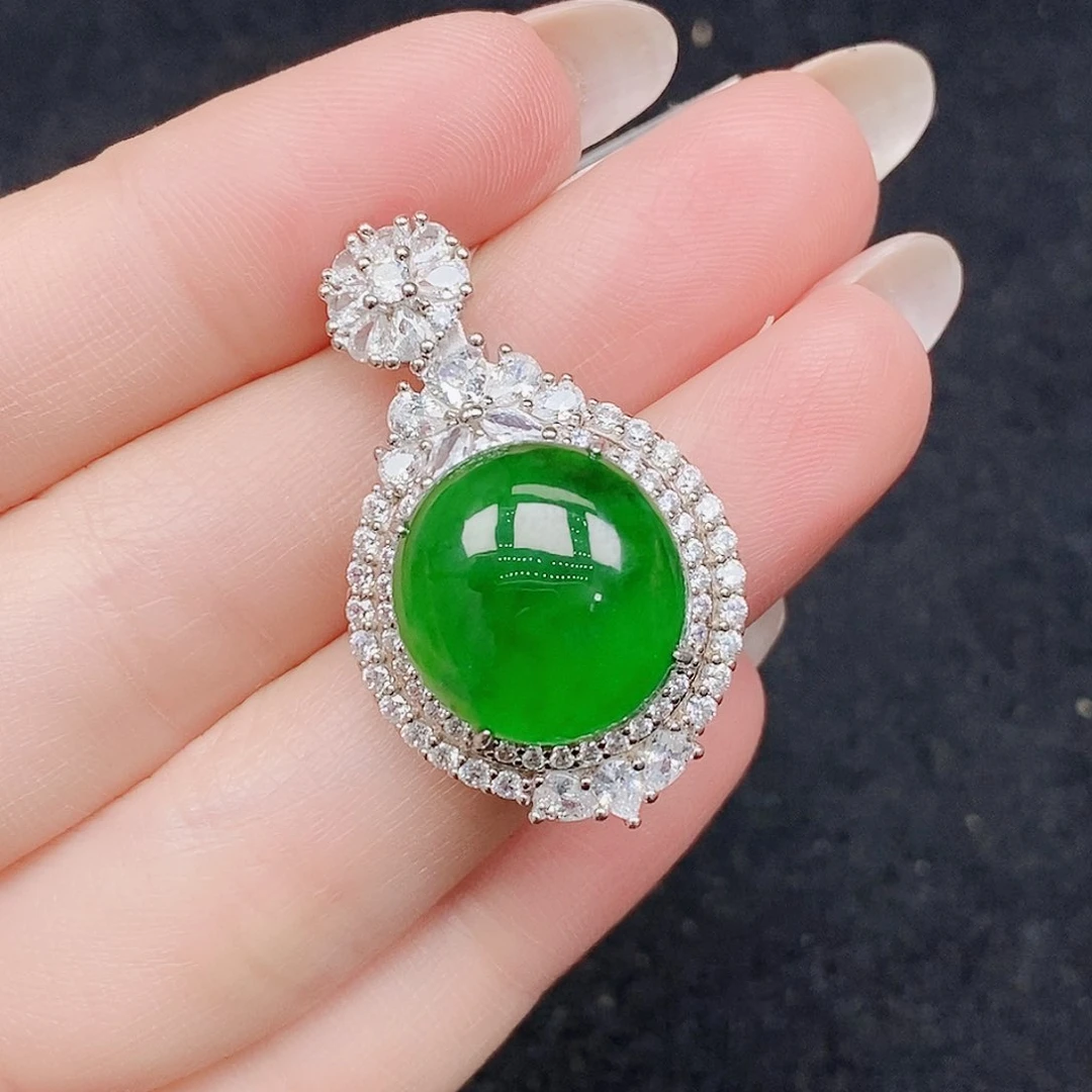 颈饰银S925镶嵌翡翠翡翠