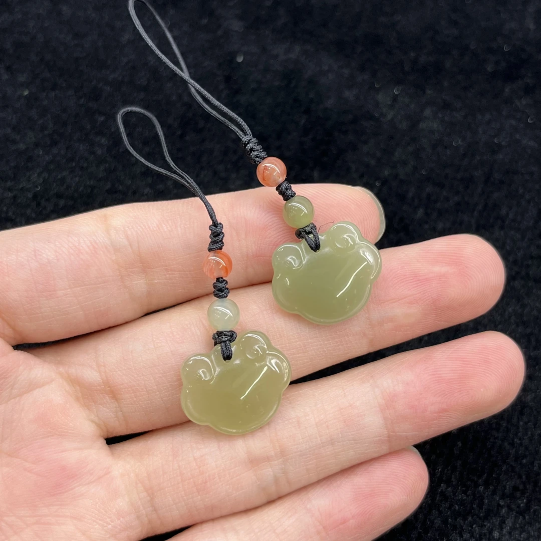 【北野珠宝】天然和田玉如意手机挂B104H-140-多样性发一11*4