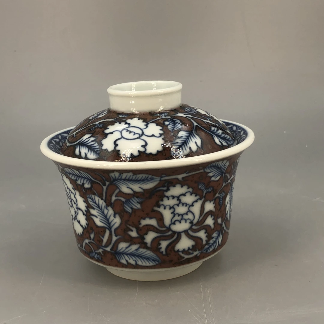 CL-C4030[学茶严选]釉里红混底四相牡丹盖碗