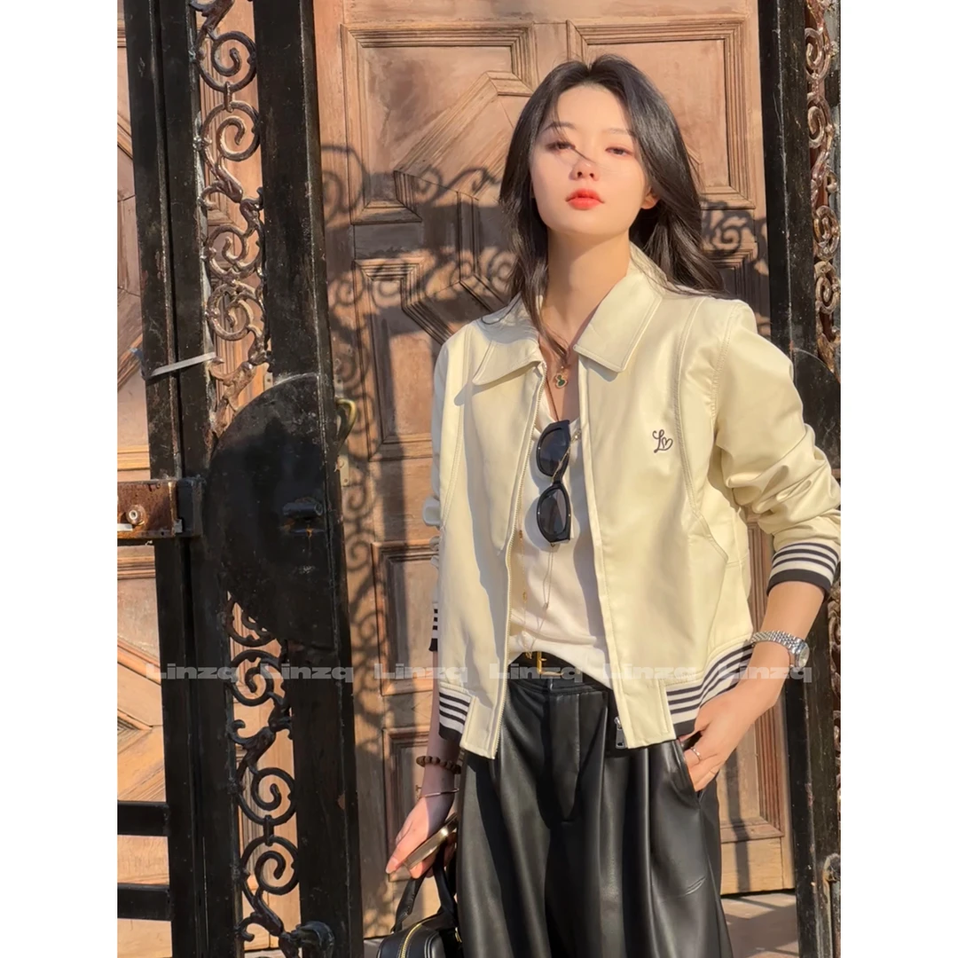 林子秋【显瘦百搭夹克】春秋时尚短款翻领夹克外套