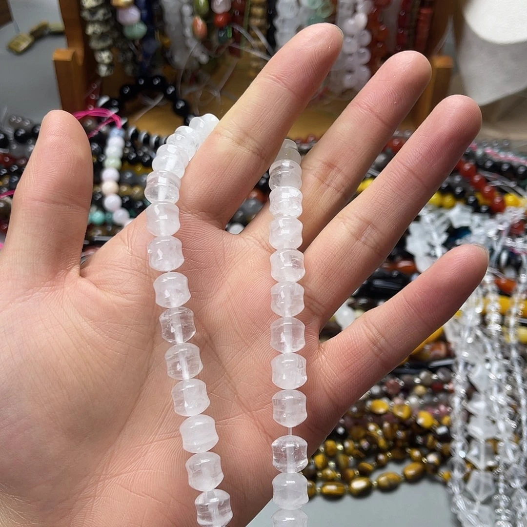 玛瑙/玉髓未镶嵌珠宝半成品卡10白水胖竹节一条