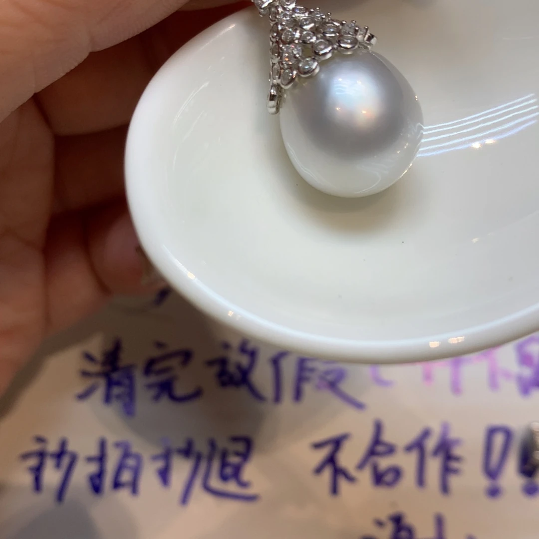 海水珍珠银S925镶嵌颈饰