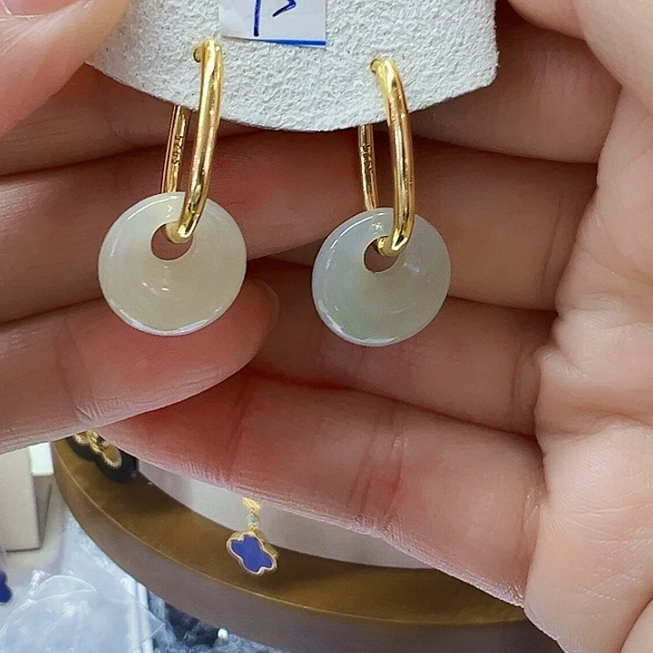 和田玉银S925镶嵌耳饰