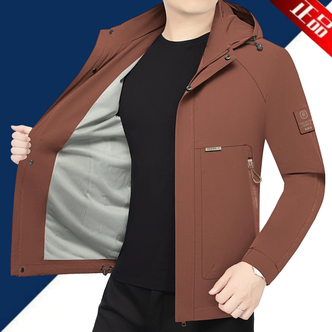 正品春秋新款男士高档薄款夹克夹克衫外套中年休闲上衣男装爸爸