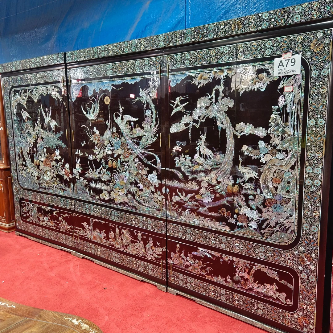 实木大漆螺钿镶嵌工艺大衣柜