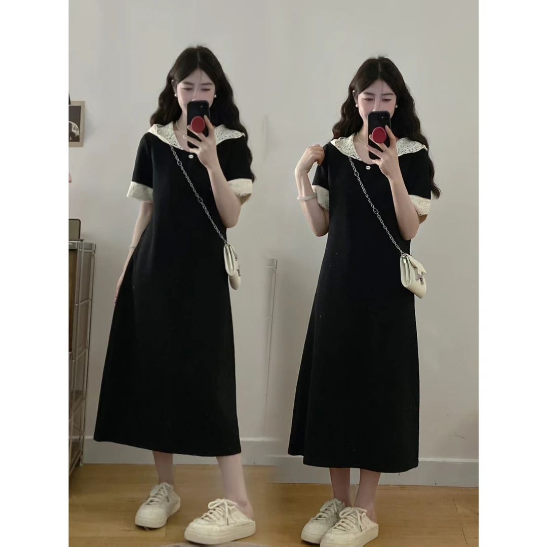 MO88ZSPF夏季欧货蕾丝拼接连帽连衣裙女休闲风显瘦个性高级感裙子