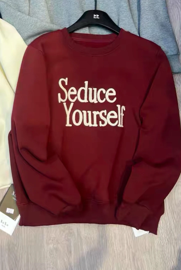 【肉总】加绒编织字母长袖卫衣