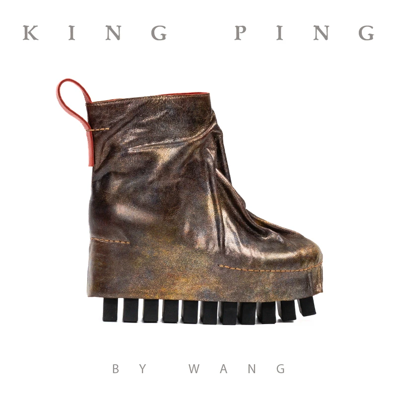 『翻腾的艺术』KING PING By WANG原创艺术手工靴时尚百搭鞋D14102