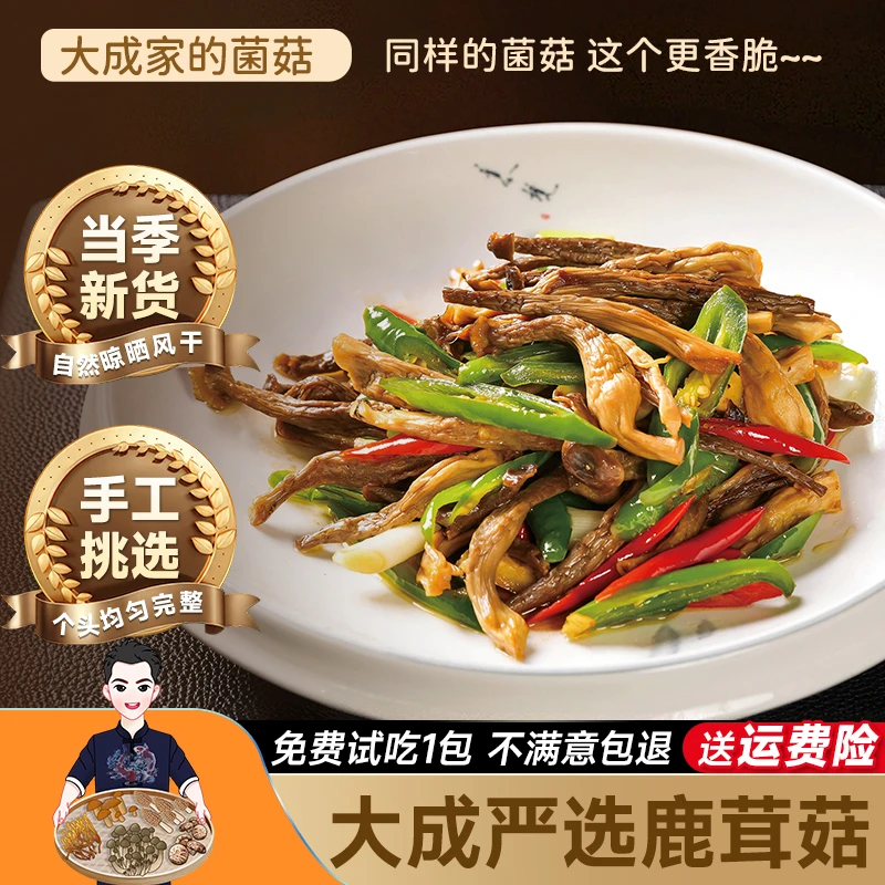 大成家菌菇农家高山鹿茸菇冬日火锅鲜嫩营养干货蘑菇炖汤美味脆爽
