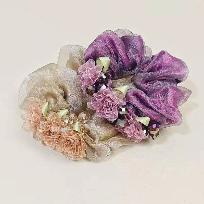 新款藤花优雅百搭扎头发头花皮筋大肠发圈洋气发绳头饰轻奢女发饰