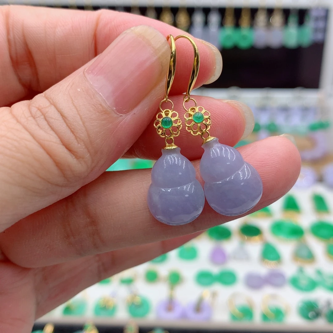 翡翠18K金镶嵌耳饰