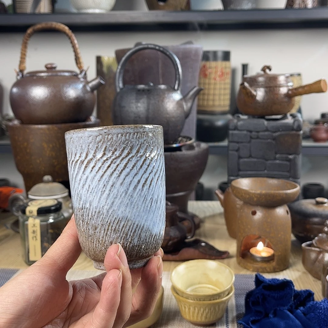 壶紫砂粗陶实用茶杯