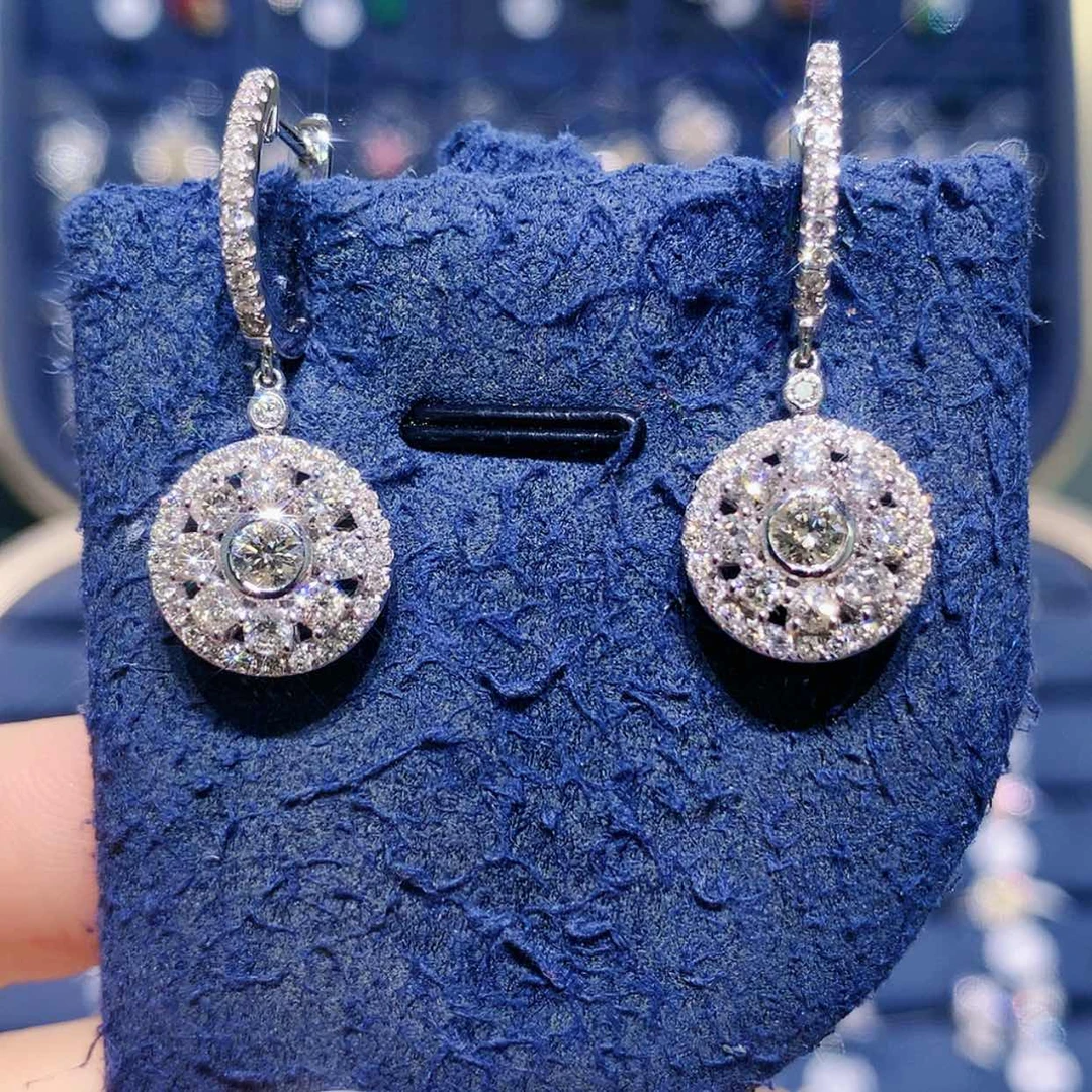 【闪购商品】铂Pt850镶嵌戒托钻石摩天轮大版耳坠