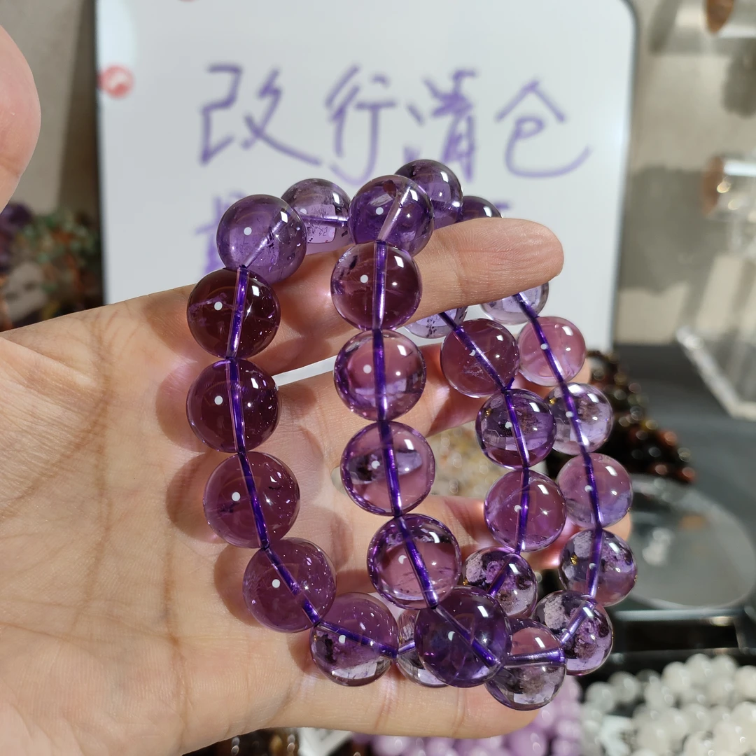 天然浓郁巴西紫水晶近净体超大米卡15mm