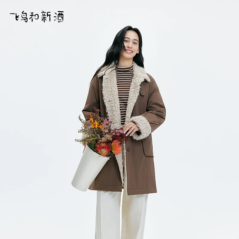 飞鸟和新酒冬季美拉德穿搭毛毛领保暖宽松棉衣外套FD57022016