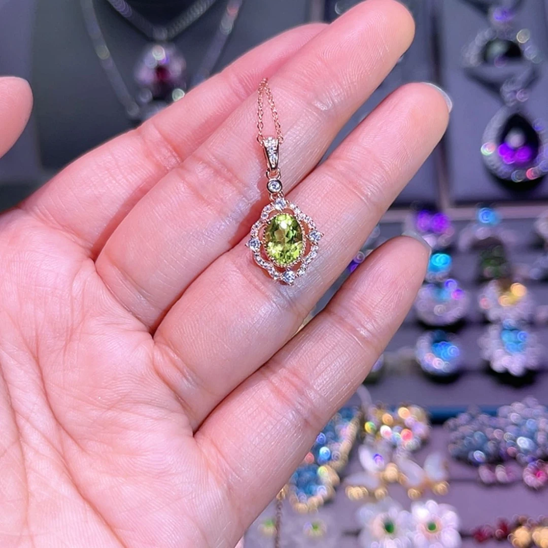 【闪购商品】橄榄石吊坠(赠链)银S925镶嵌