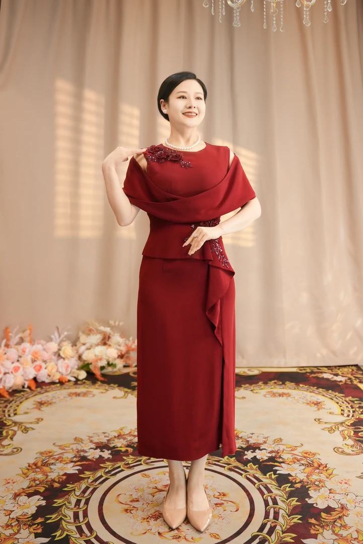 【今生缘】喜妈妈气质显瘦时尚修身中长款减龄洋气喜婆婆婚宴礼服