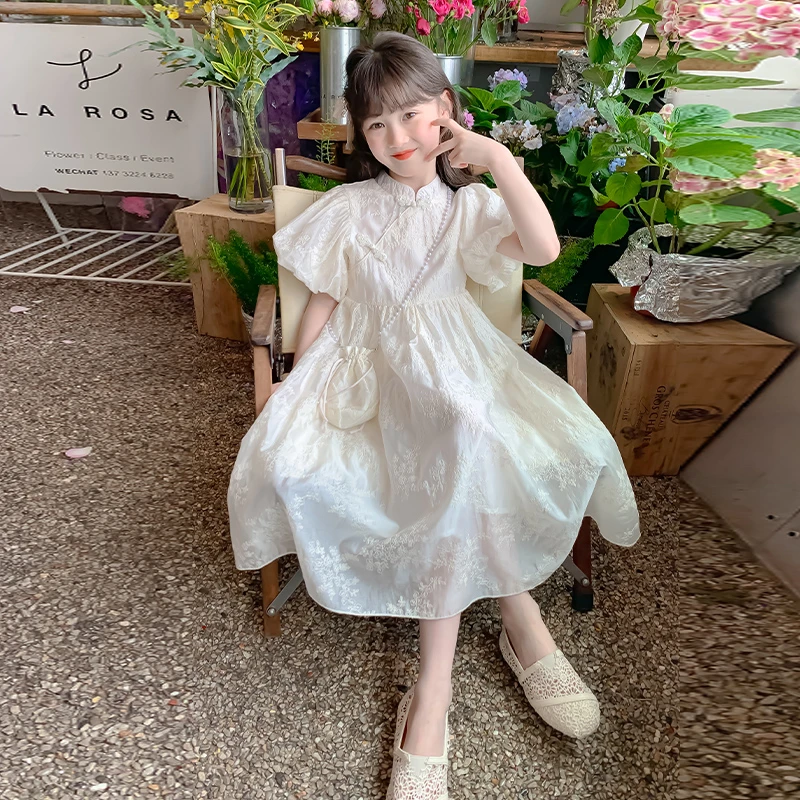 女童连衣裙2025新款夏装洋气国风裙子儿童中式夏季时髦大童公主裙