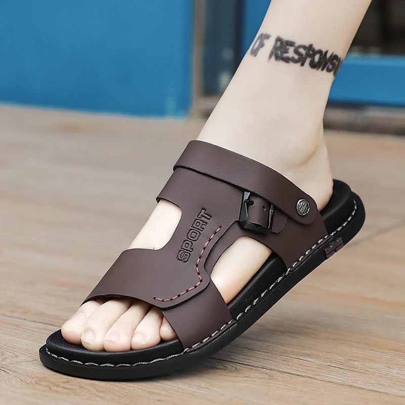 一鞋两穿新款休闲开车凉拖鞋轻便软底防滑缓震司机工作一字凉拖鞋