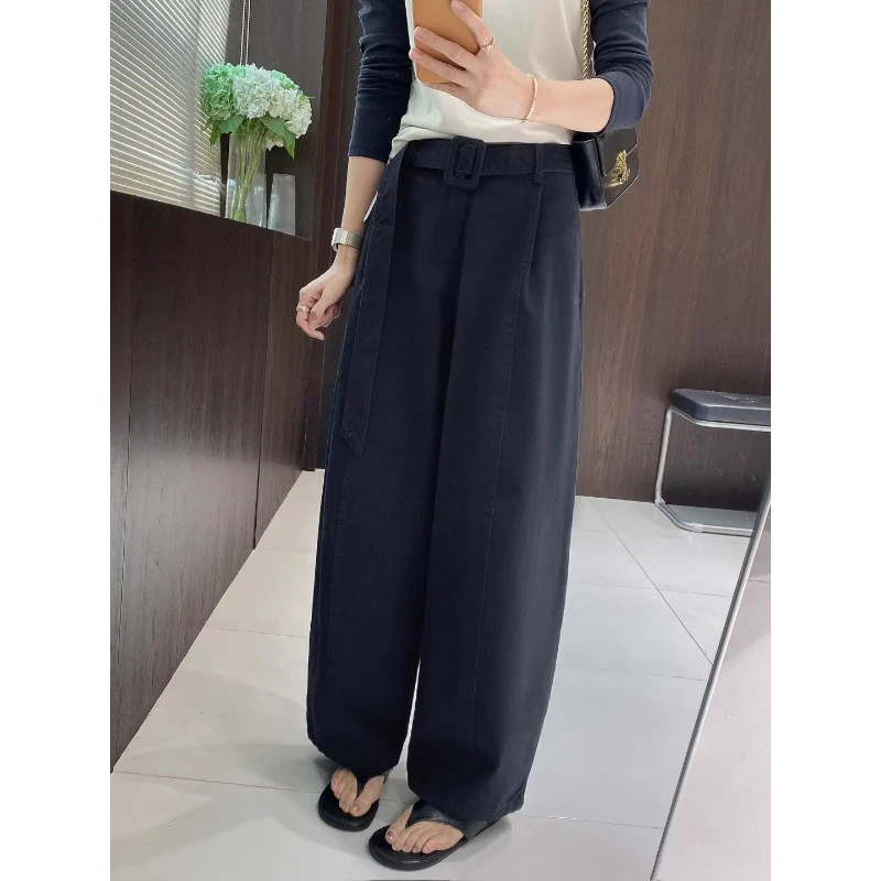 秋季2025新款直筒阔腿休闲裤休闲裤秋季高腰百搭阔腿宽松裤休闲裤